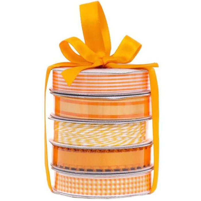 5 Pieces Spring Orange Premium Ribbon & Twine Pack
