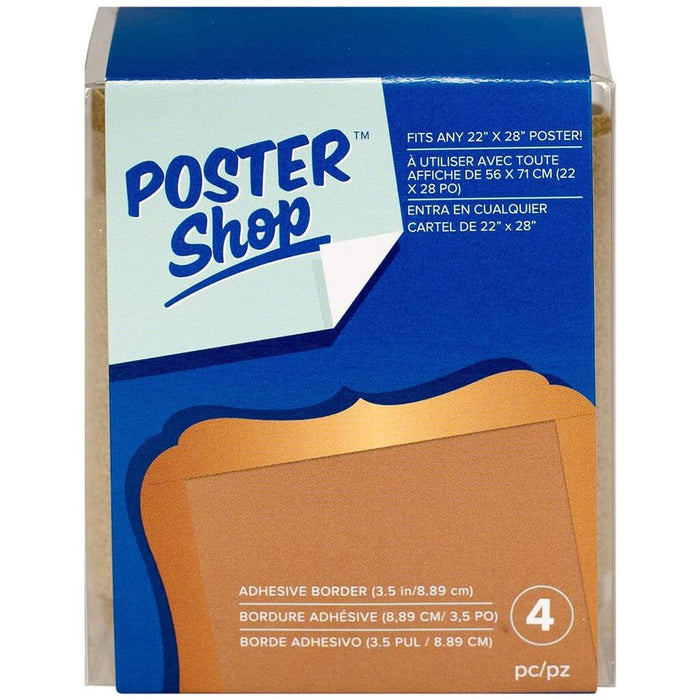 Poster Shop 4pcs Gold Glitter Adhesive Border 3.5in