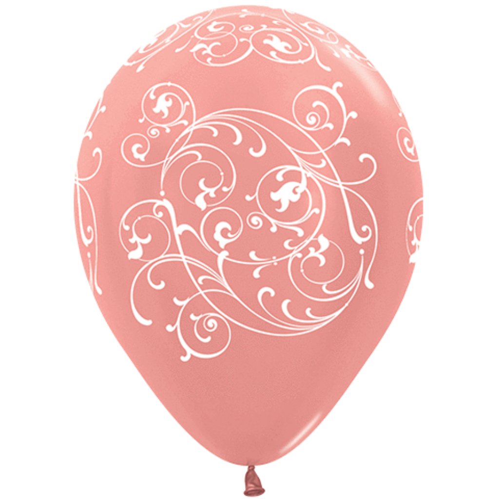 Latex Balloon Filigree Around Rose Gold 11in 