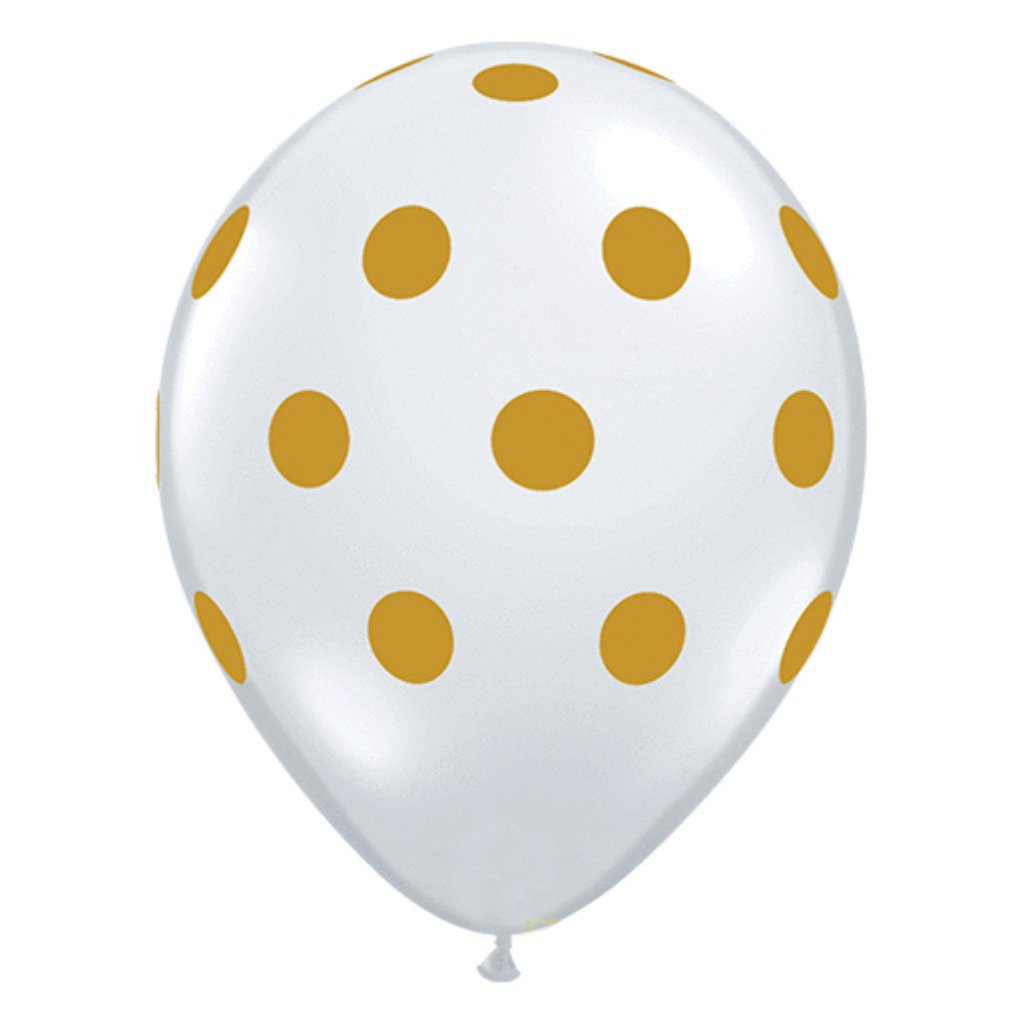 Big Polka Dots Gold Around Balloon 11in
