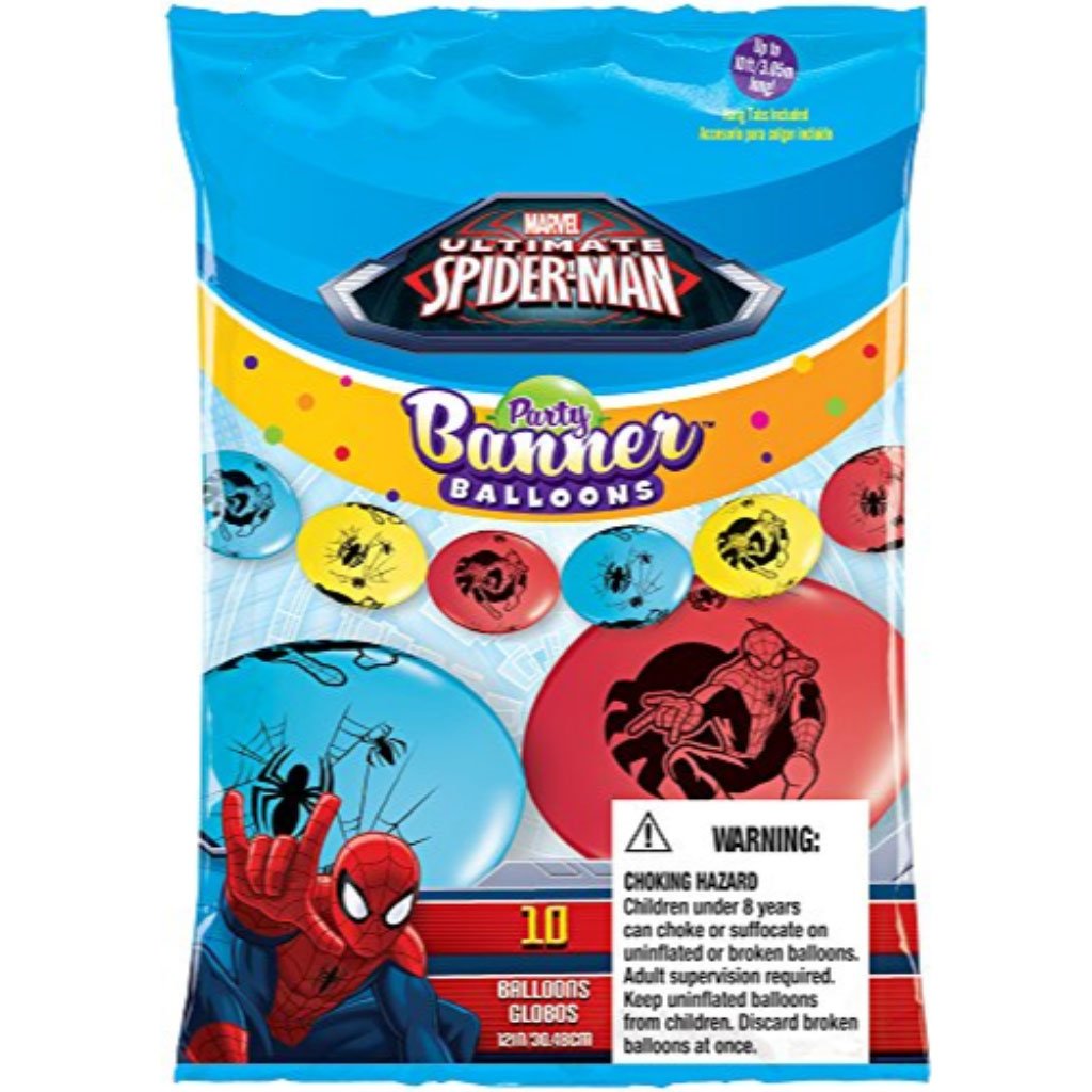 MARVEL&#39;S ULTIMATE SPIDER-MAN PARTY BANNER BALLOONS 10CT 