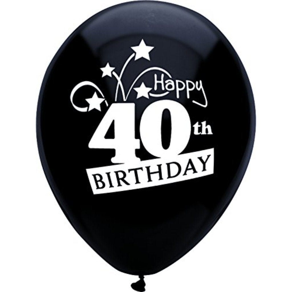 40Th Birthday Shooting Stars Latex Balloon 12in, 8ct