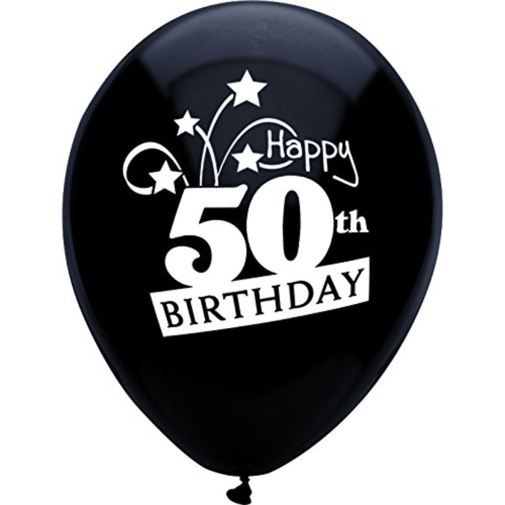 50Th Birthday Shooting Stars Latex Balloon 12in, 8ct