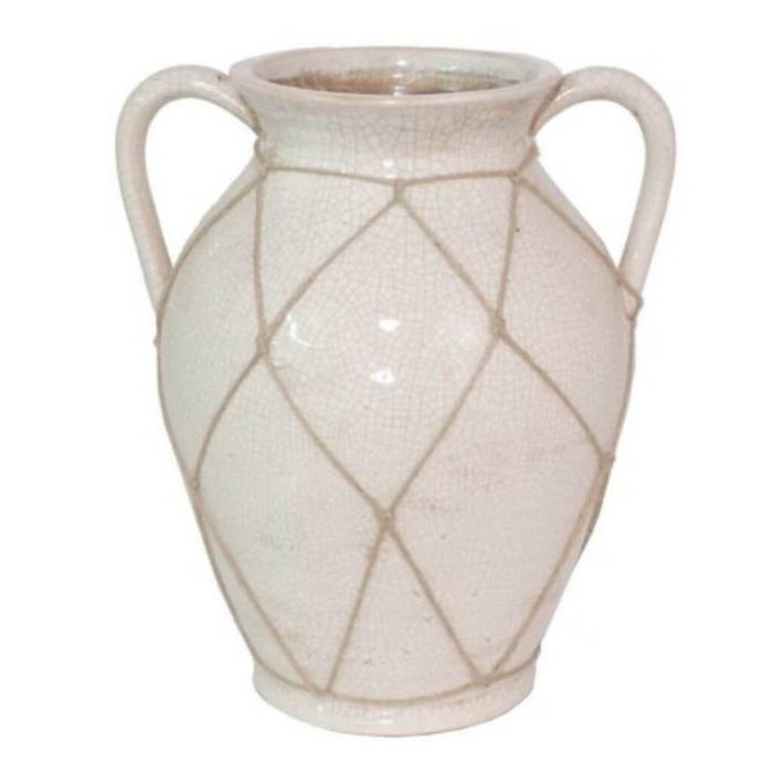 CERAMIC VASE MOSAIC IVORY POT 