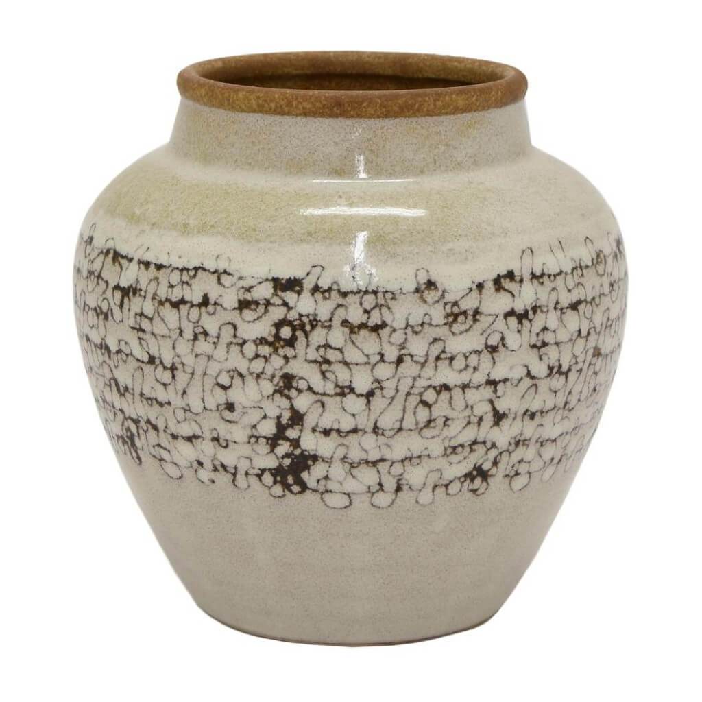 CERAMIC PLANTER FLWR THREADED MESS 18"L/W 10" H 