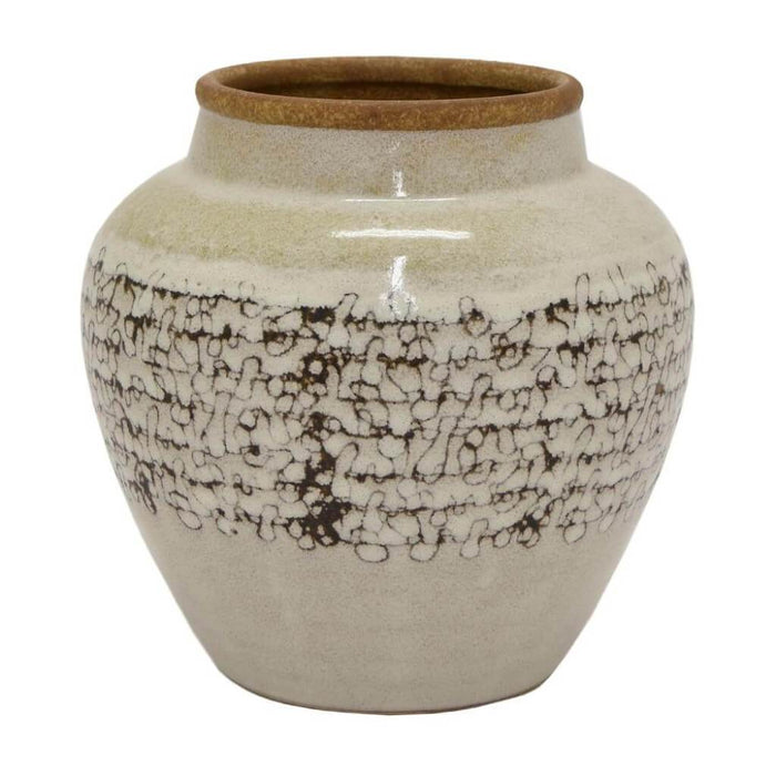 CERAMIC PLANTER FLWR THREADED MESS 18"L/W 10" H 
