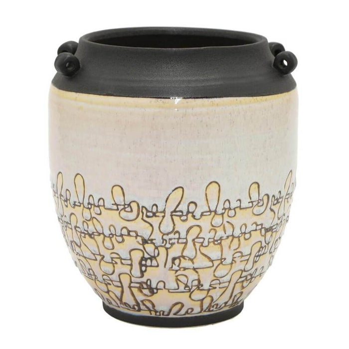 CERAMIC PLANTER FLWR THREADED MESS 18"W11"H 