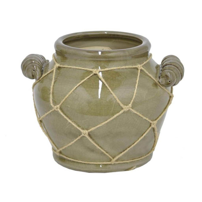 CERAMIC FLOWER POT GREEN 6.5X7X8.5 