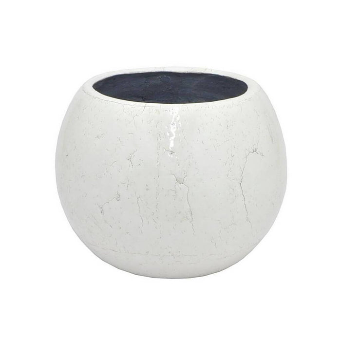 CERAMIC PLANTER - WHITE 8.5D7H8.5W WITH CRACKLING EFFE 