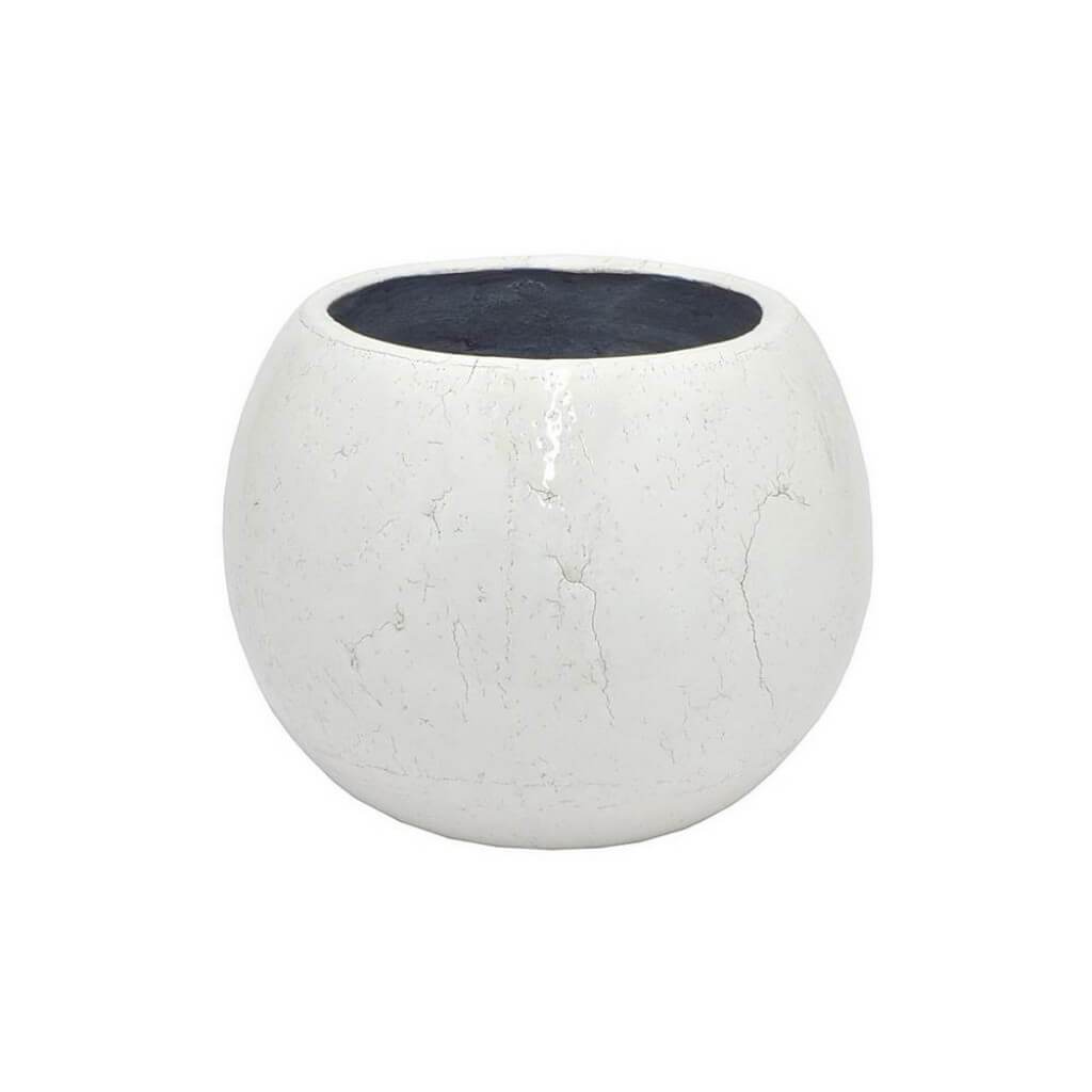 CERAMIC PLANTER - WHITE 6D5H6W-WITH CRACKLING EFFECT 