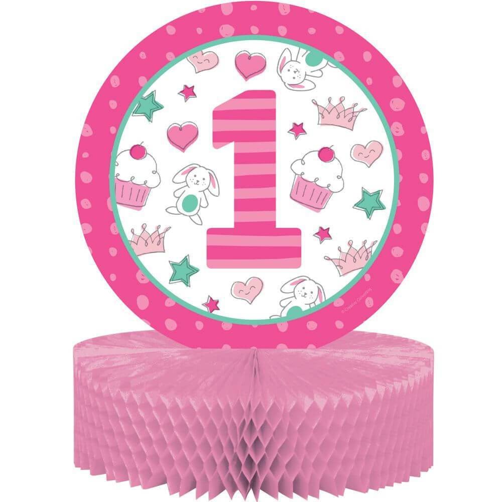 1st Birthday Girl Doodle, Honeycomb Centerpiece 