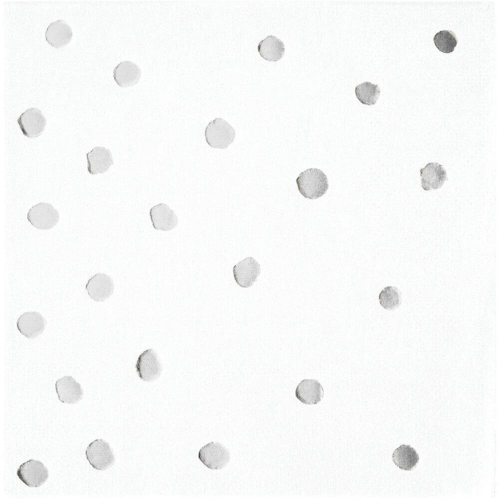 White Silver Napkins Beverage Foil Dot 3Ply 