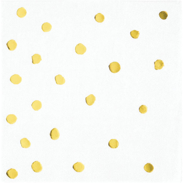 White & Gold Beverage Napkins 3ply 16ct 