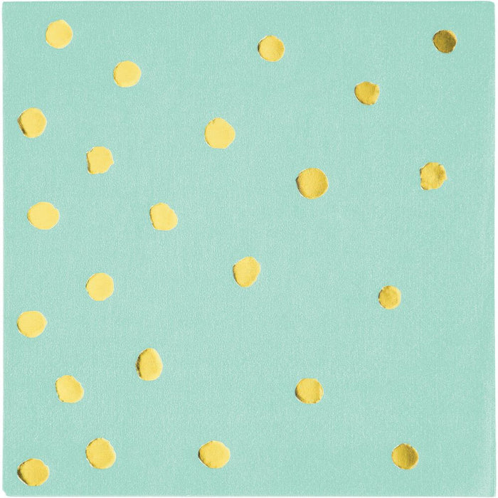 Fresh Mint Gold Foil Dot Beverage Napkin 3ply 