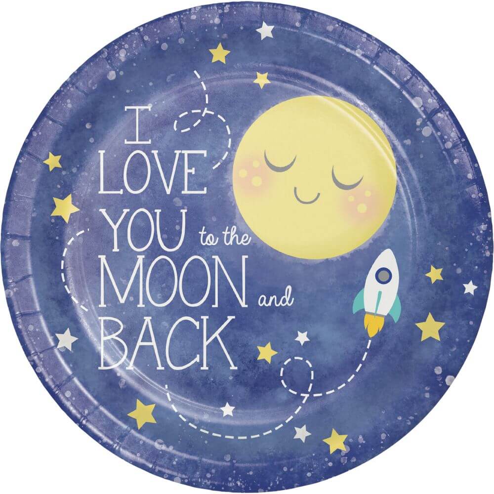 Moon &amp; Back Baby Shower, Lunch Plate 7in 8ct 