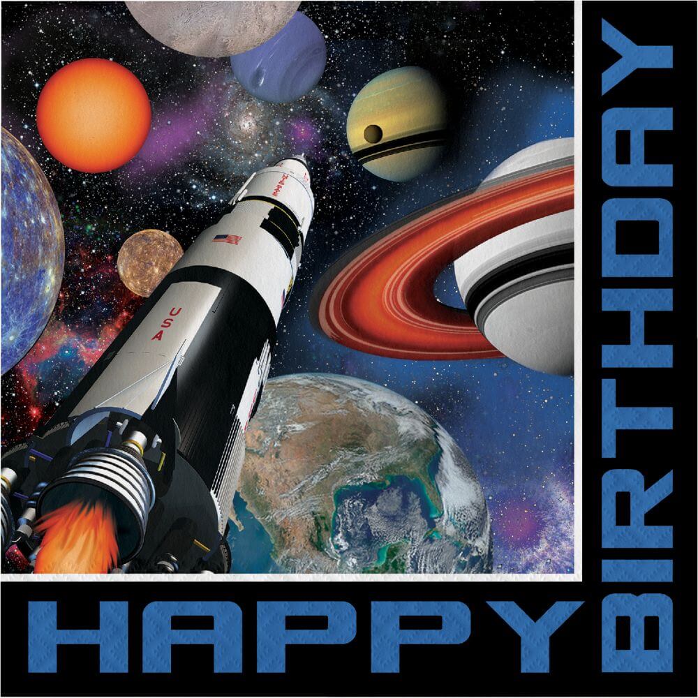 Space Blast Happy Birthday, Luncheon Napkin 3ply 16ct 