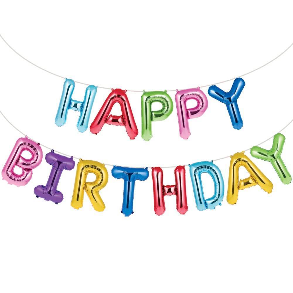 Rainbow Happy Birthday 13ct, Foil Balloon Banner 