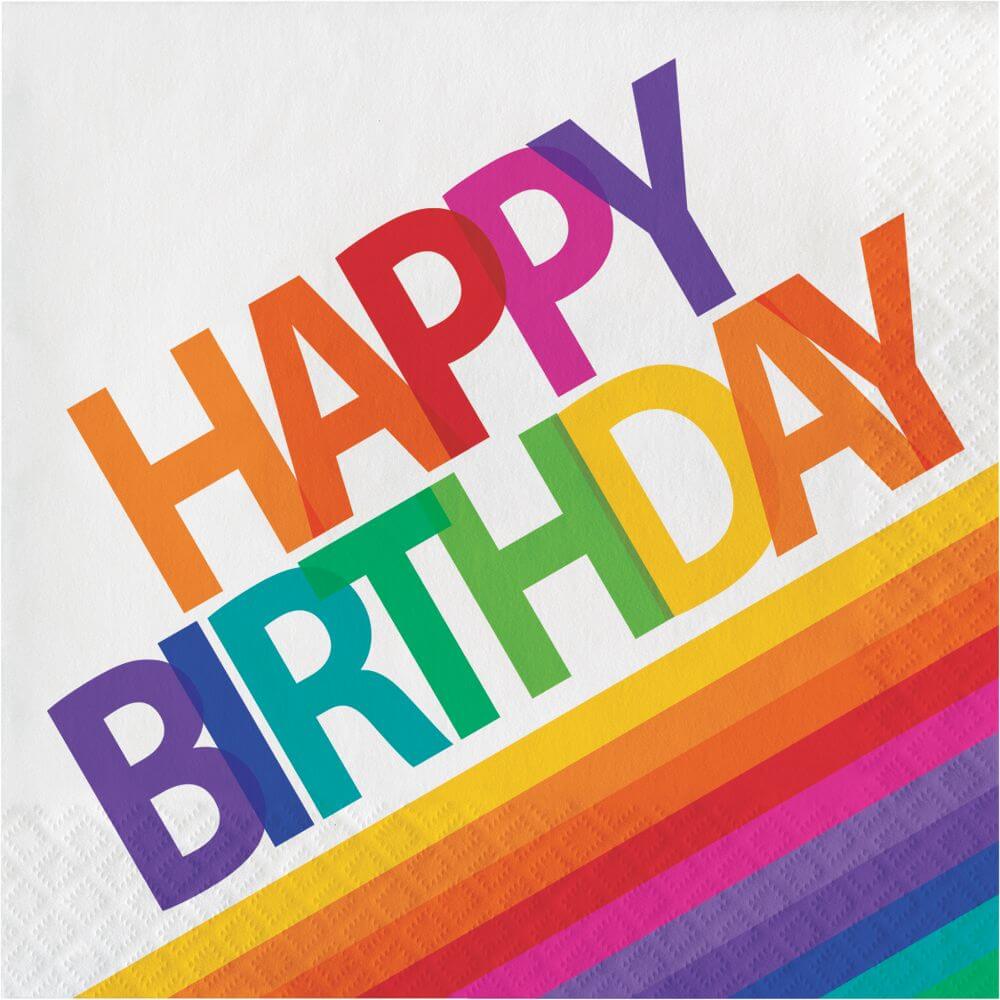 Rainbow Happy Birthday, Luncheon Napkin 2ply 16ct 