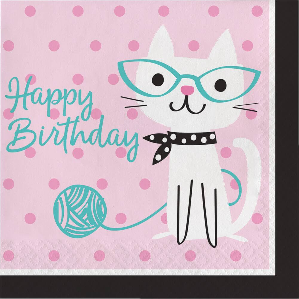 Purr-Fect Party Happy Birthday, Lunch Napkin 