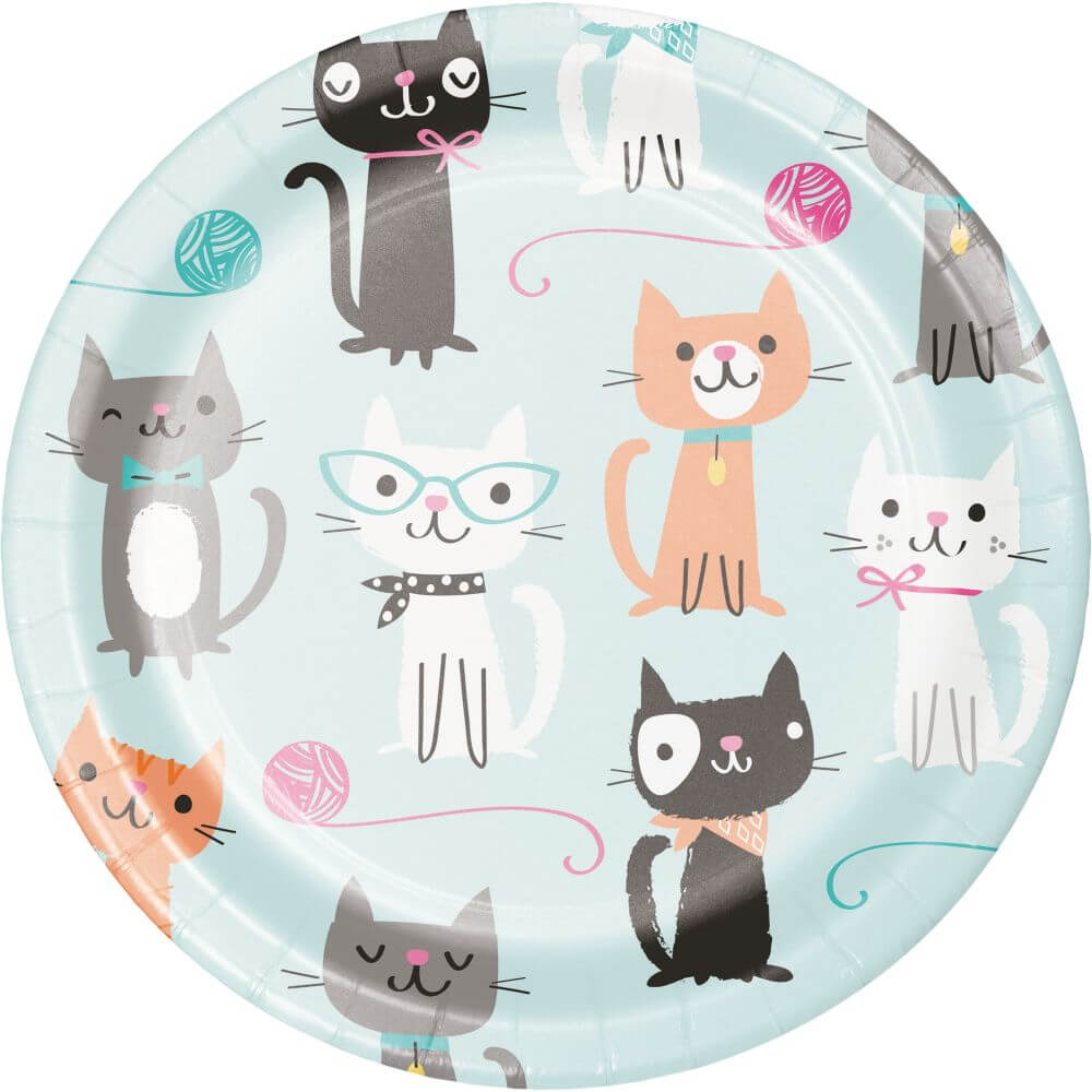 Dessert Plate 7in 8ct, Purr-Fect Party 