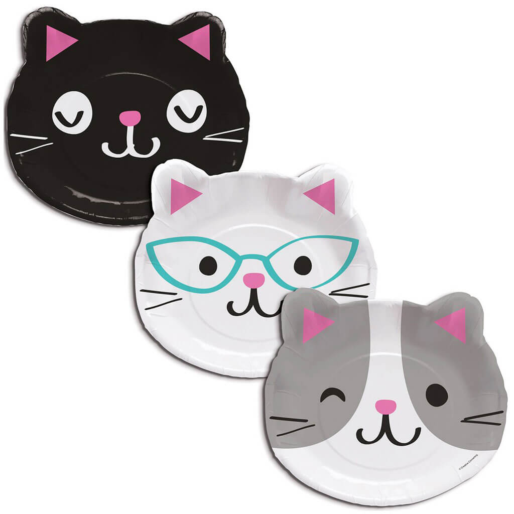 PurrFect Party Shaped 9in Dinner Plates, 8ct