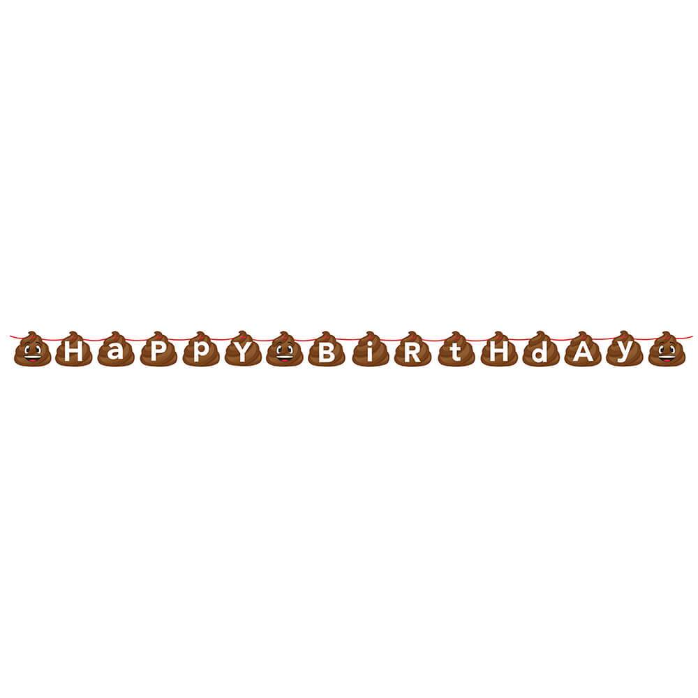 Poop Emoticon Birthday, Ribbon Banner 