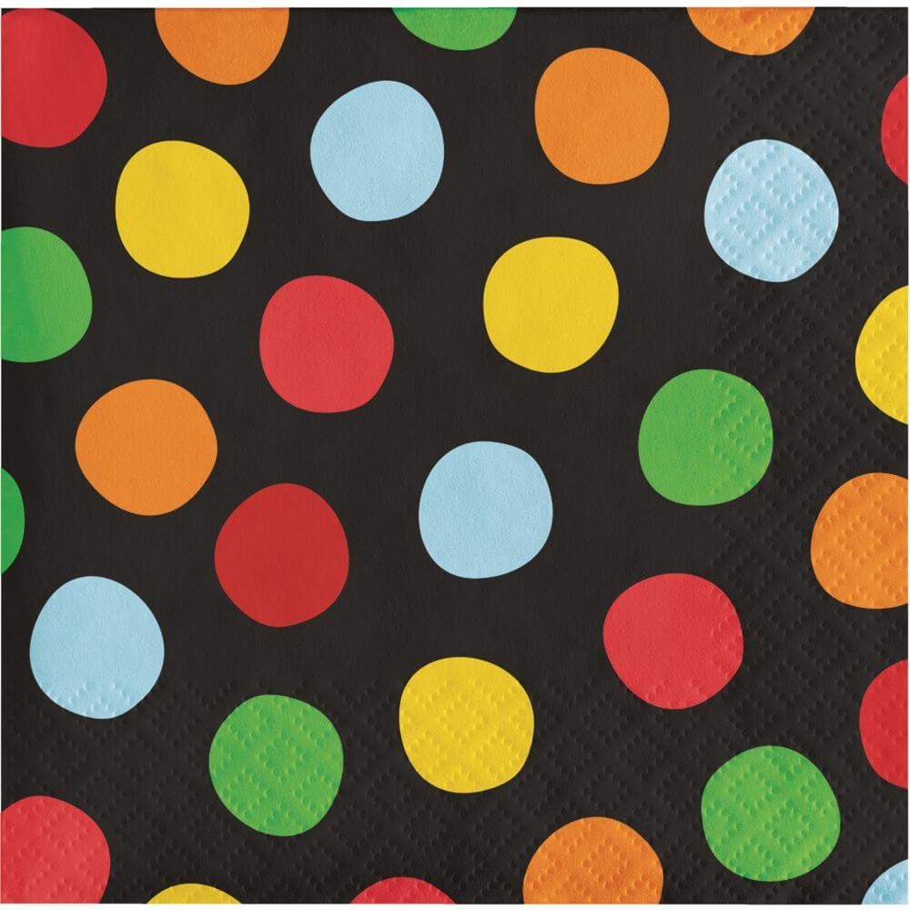 Polka Dot Happy Birthday, Beverage Napkin 2ply 