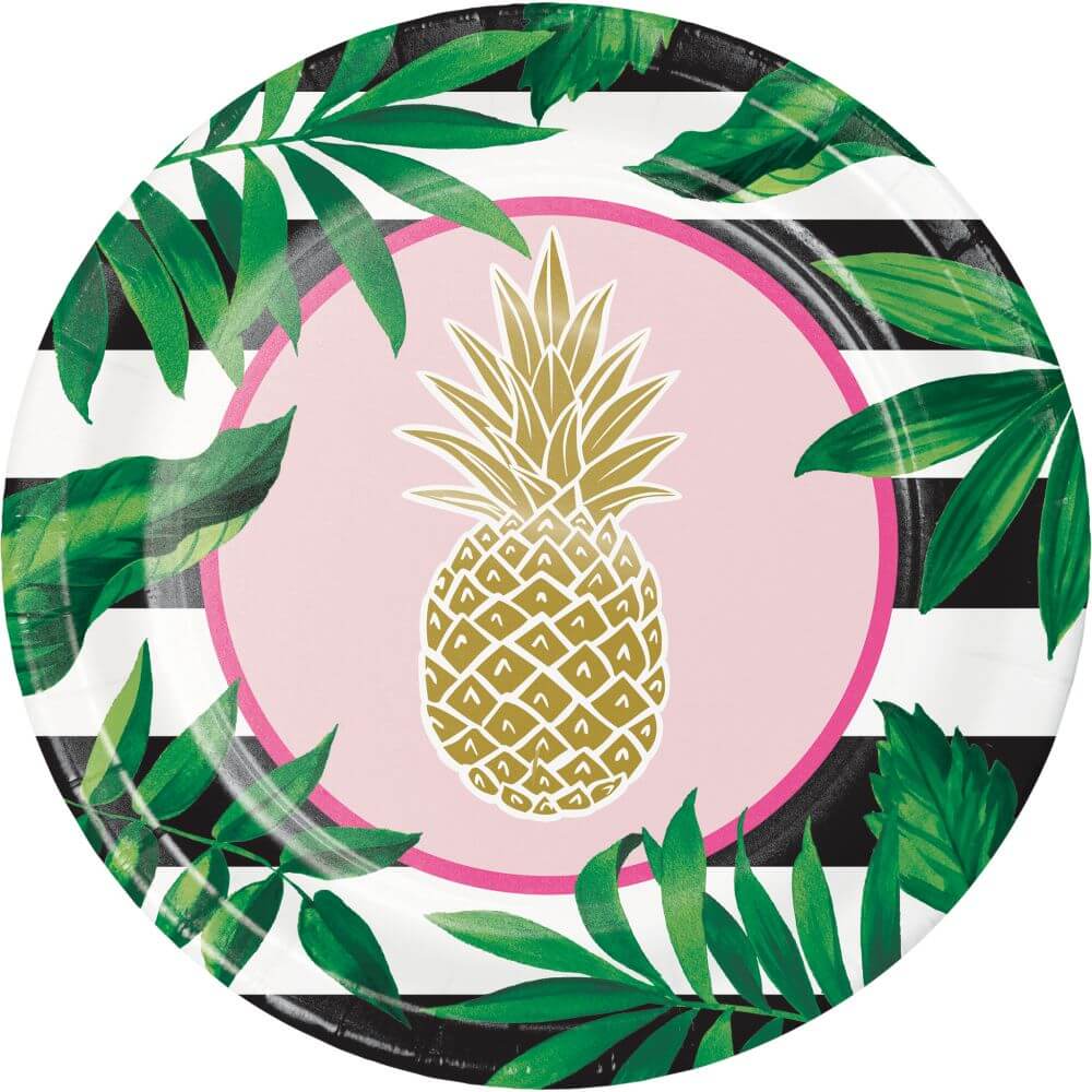 Pineapple Wedding, Dinner Plates Foil 10in 8ct 