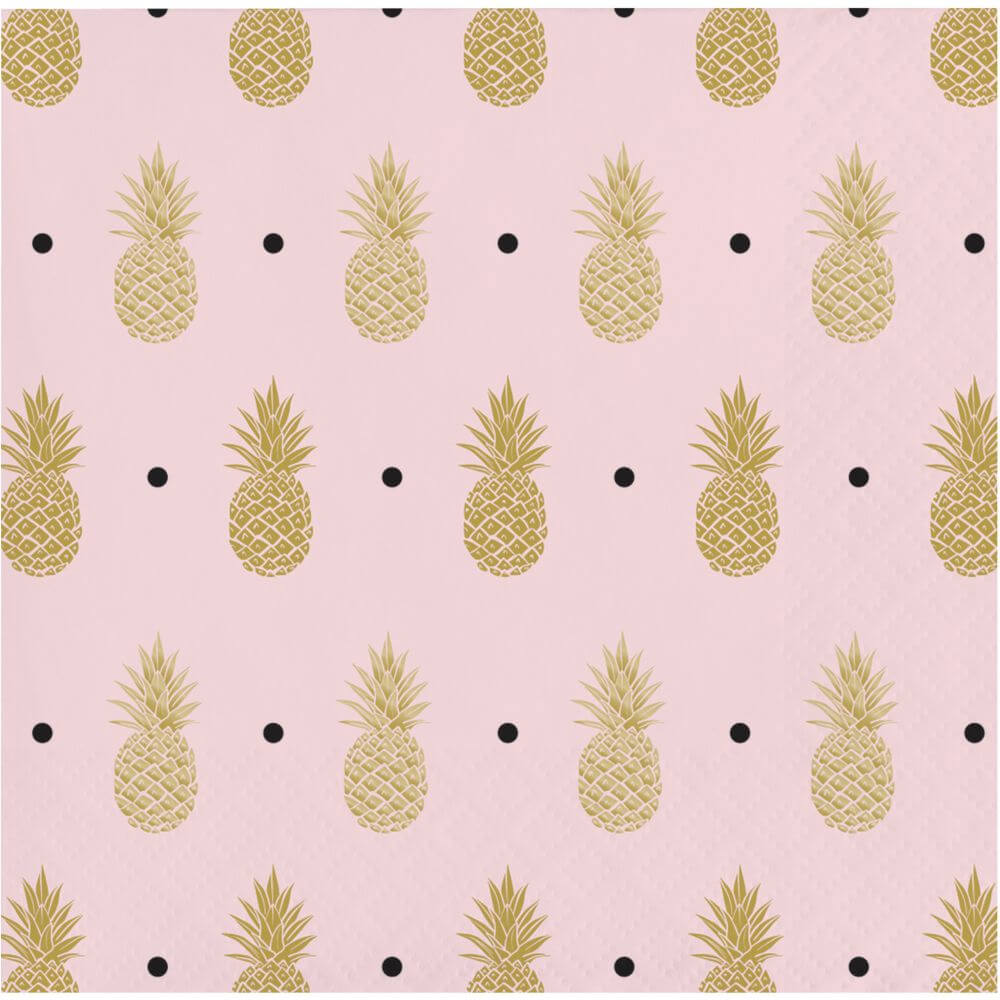 Pineapple Wedding Foil, Beverage Napkin 16ct 