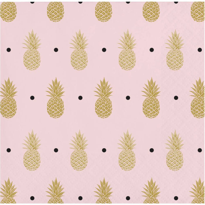 Pineapple Wedding Foil, Beverage Napkin 16ct 