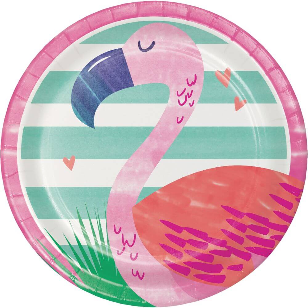 Paper Lunch Plates 7in 8ct, Pineapple N Friends Flamingo 