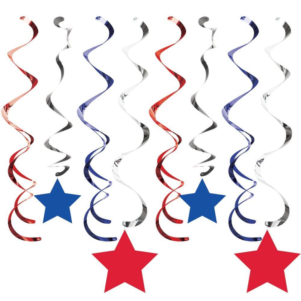 Patriotic Stars Dangler Dizzy Set of 8 