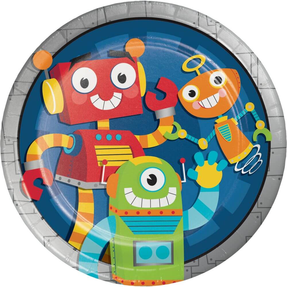 Party Robots, Dinner Plate 9in 8ct 