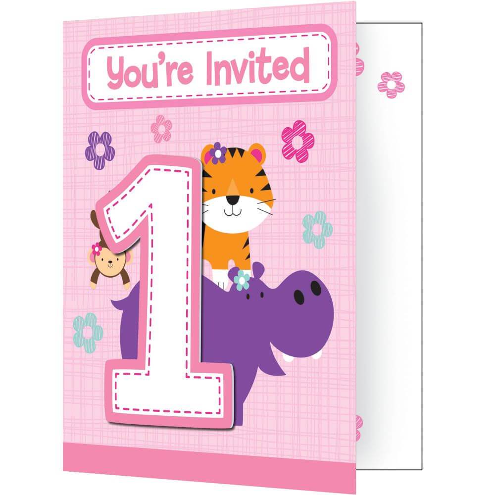 One Is Fun Girl, Invitation 8ct 