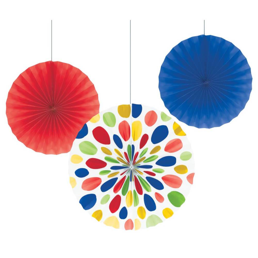 Fan Pr Multicolor Dots 12in &amp; 16in 