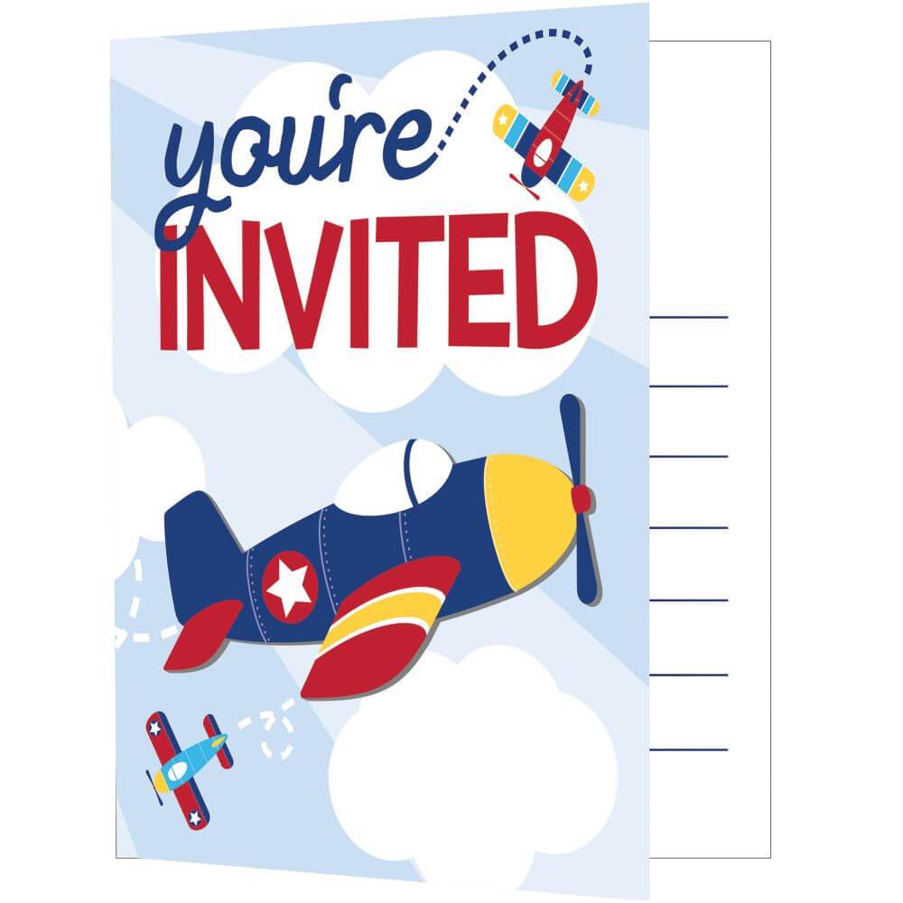 Lil&#39; Flyer Airplane, Invitation 8ct 