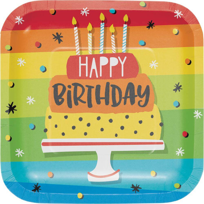 Lunch Plates 7in 8ct, Hoppin' Birthday Cake 