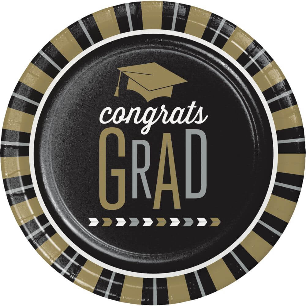 Glitzy Grad, Lunch Paper Plates 7in 8ct 