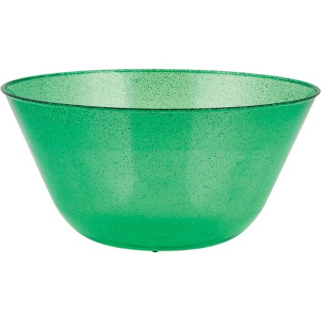 Glitter Green Plastic Bowl 11in 