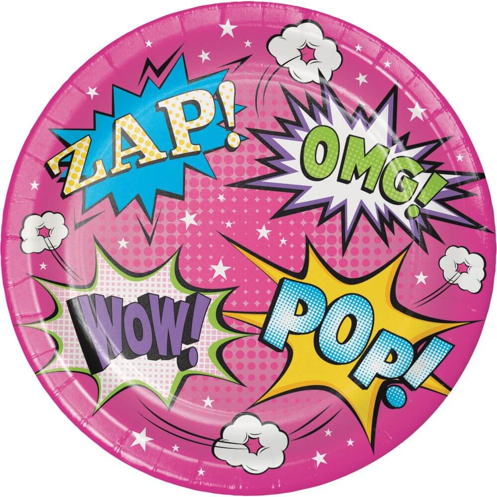 Lunch Plates 7in 8ct, Girl Superhero 