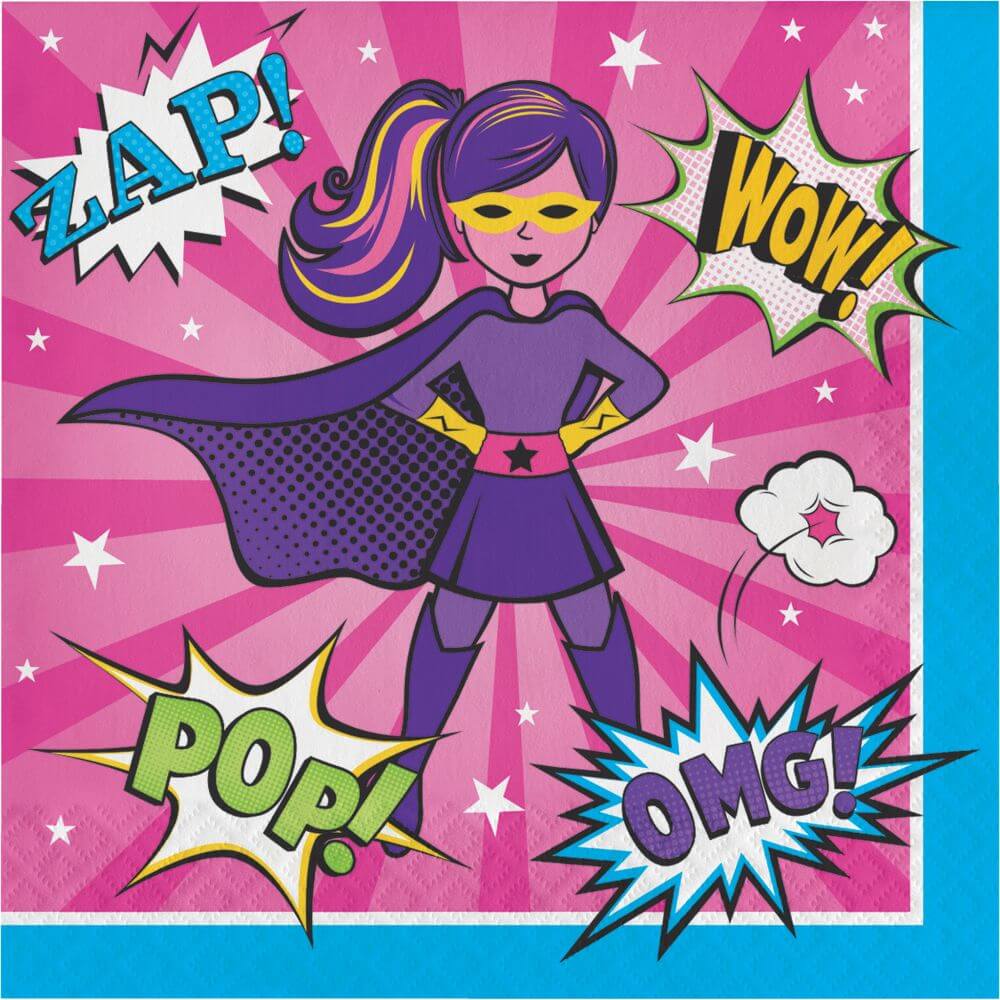 Girl Superhero, Luncheon Napkin 16ct 