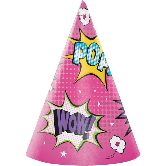 Girl Superhero, Child Hats 8ct 