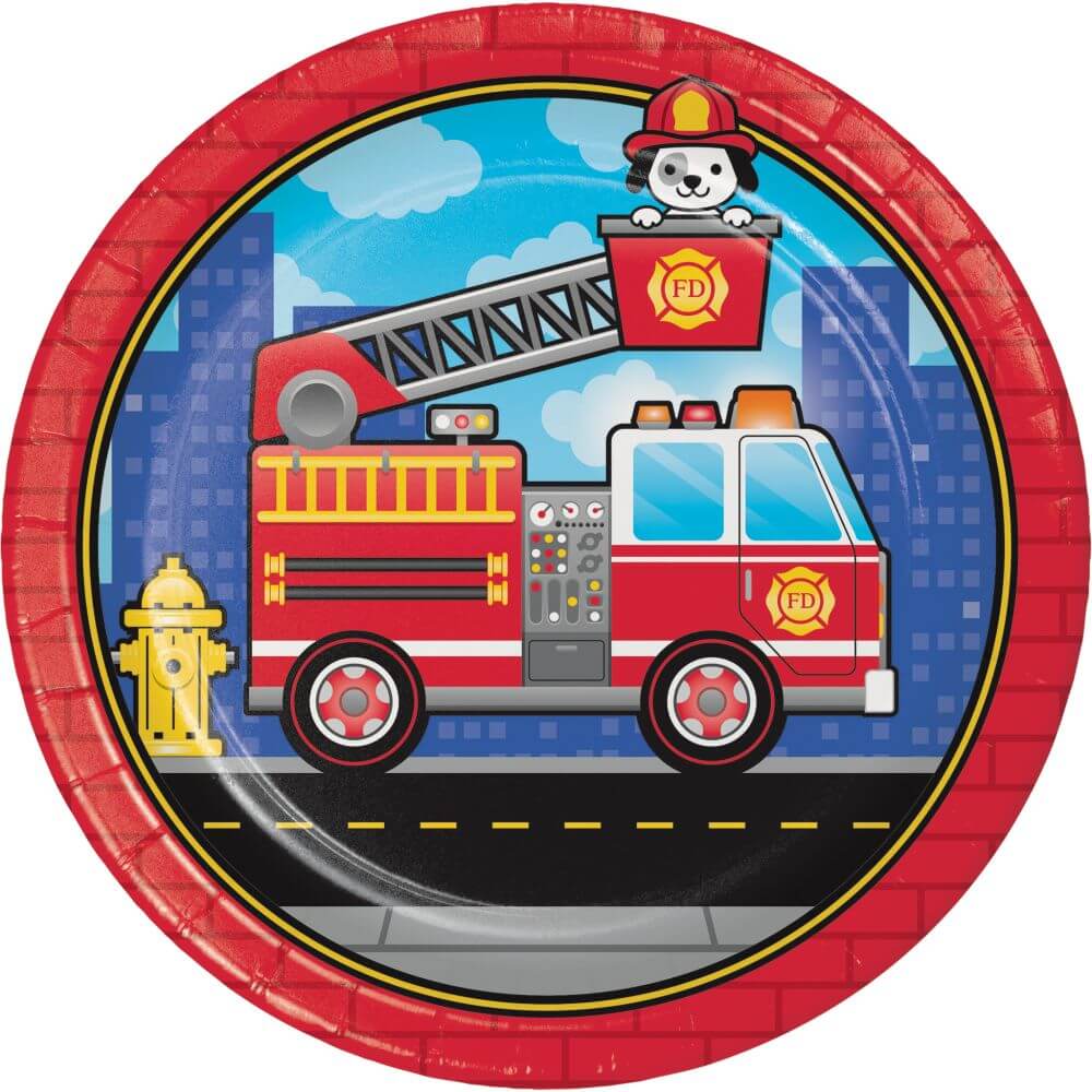 Flaming Fire Truck, Dinner Plates 9in 8ct 