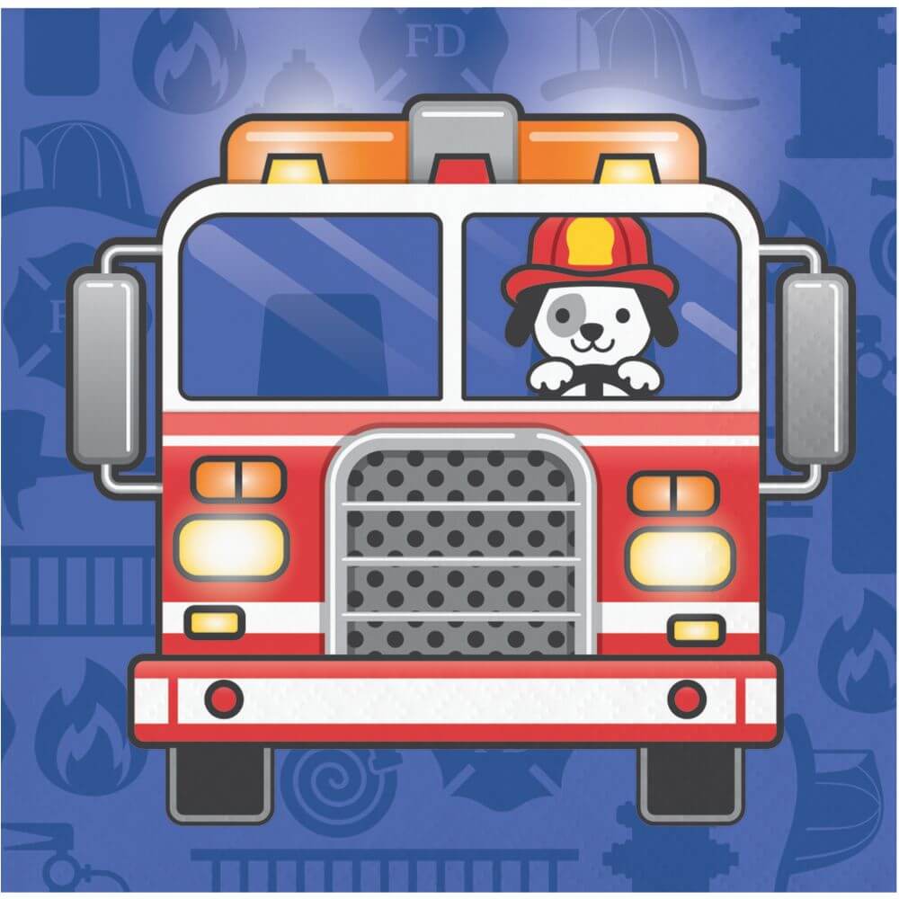 Flaming Fire Truck, Beverage Napkin 16ct 