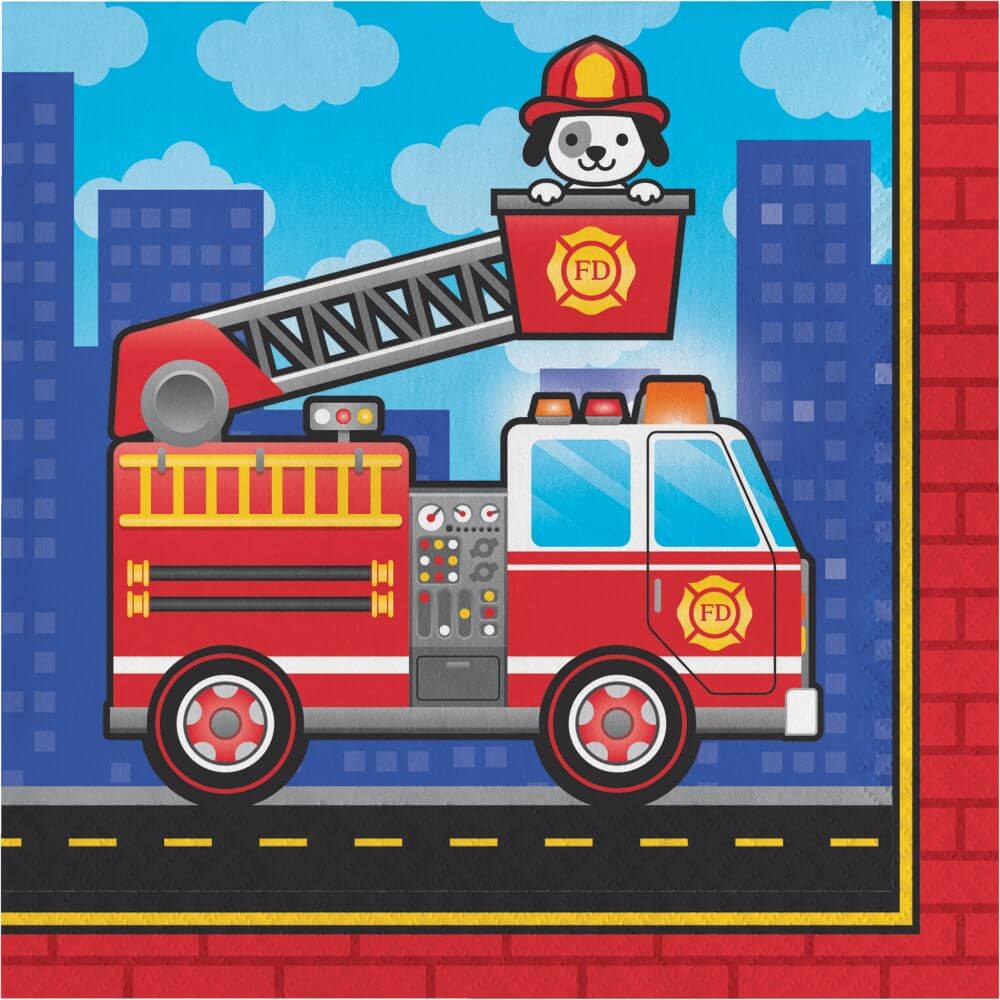 Flaming Fire Truck, Luncheon Napkin 16ct 