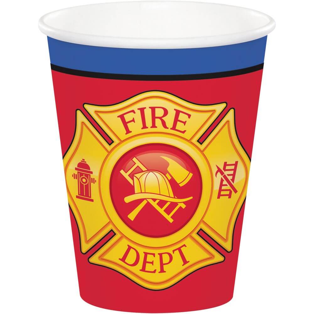 Flaming Fire Truck, Paper Cup 9oz 8ct 