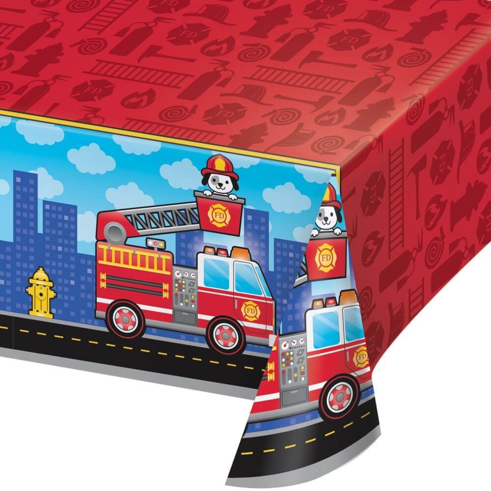 Flaming Fire Truck Tablecover Pl Aop 54X102 