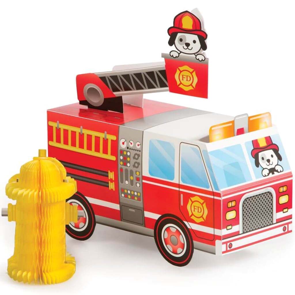 Flaming Fire Truck, 3D Centerpiece 