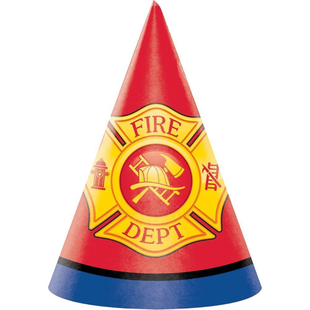 Flaming Fire Truck, Child Hats 8ct 