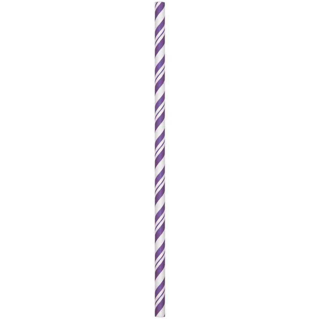 Paper Straws Striped 24ct, Amethys 